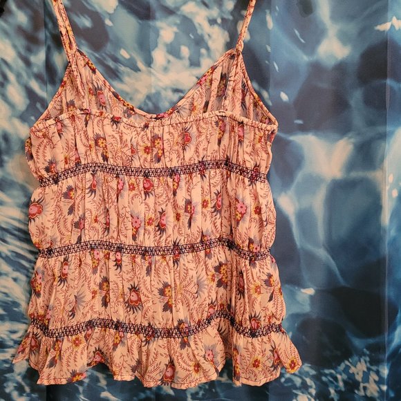 EUC Vintage Cream Floral Semi Sheer Princy Top Small - Picture 3 of 5